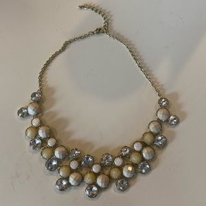 Gold & White Faux Stone Costume Jewelry Necklace